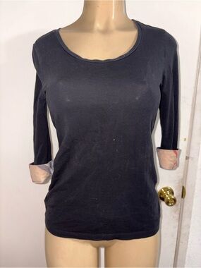 Burberry Women’s London Scoop Neck 3/4 Sleeve Check Size S